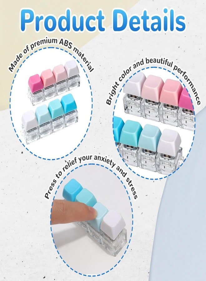 DEARIDAP 2 PCS Keyboard Fidget Toy, 4-in-1 Keyboard Button Clicker Keychain, Push Bubble Sensory Fidget Toys for Kids Adults to Relief Pass Time (Blue Pink White) - Image 5